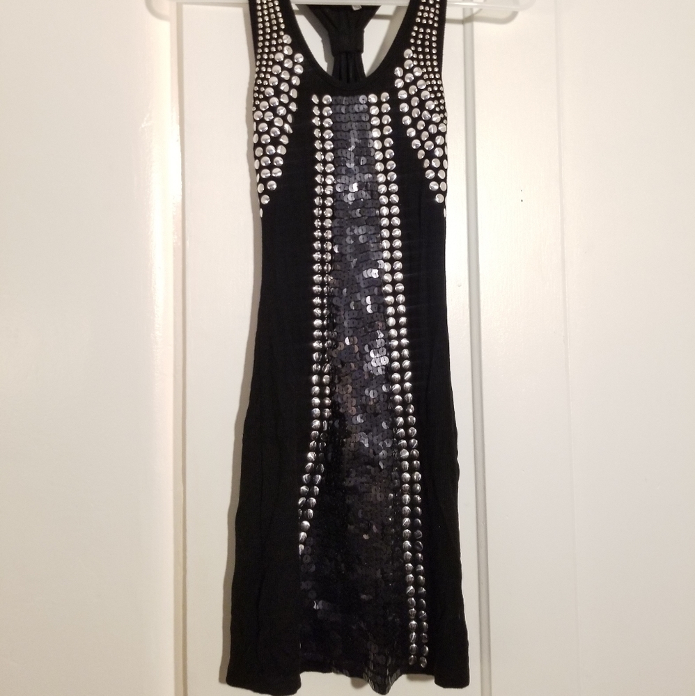 Black studded & sequins dress